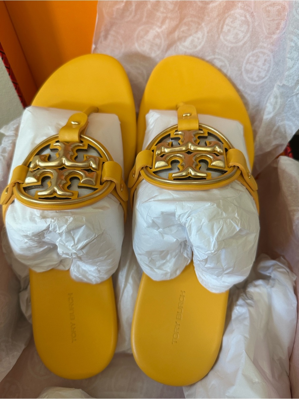 Tory Burch Metal Miller Soft Calf Leather- Peachy/Gold